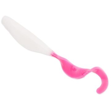 Twister Bass Assassin Curly Walleye, White Pink Tail, 10cm, 10buc/plic