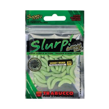 Viermi Artificiali Trabucco Slurp Bait Honey Worm, Fluo Glitter, 2cm, 30buc/plic