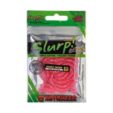 Viermi Artificiali Trabucco Slurp Bait Honey Worm, Pink Glitter, 2cm, 30buc/plic