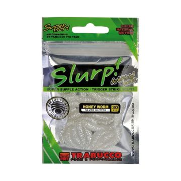 Viermi Artificiali Trabucco Slurp Bait Honey Worm, Silver Glitter, 2cm, 30buc/plic