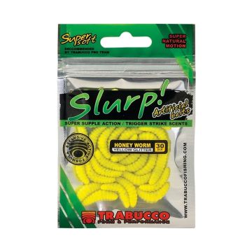 Viermi Artificiali Trabucco Slurp Bait Honey Worm, Yellow Glitter, 2cm, 30buc/plic