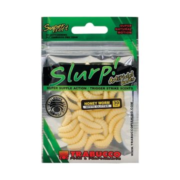 Viermi Artificiali Trabucco Slurp Bait Honey Worm, Natural White, 2cm, 30buc/plic