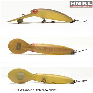 Vobler HMKL K-II Minnow 40 Bottom, Red Glow Curry, 4cm, 3.3g