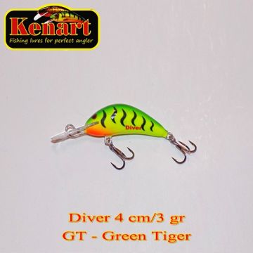 Vobler Kenart Diver Floating, Green Tiger, 4cm, 3g