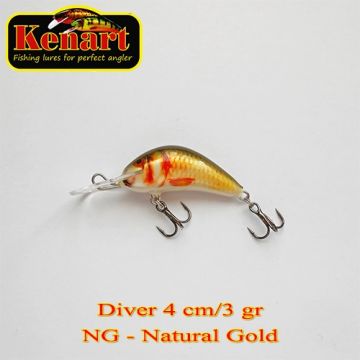 Vobler Kenart Diver Floating, Natural Gold, 4cm, 3g