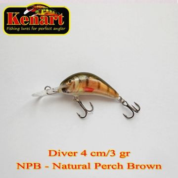 Vobler Kenart Diver Floating, Natural Perch Brown, 4cm, 3g