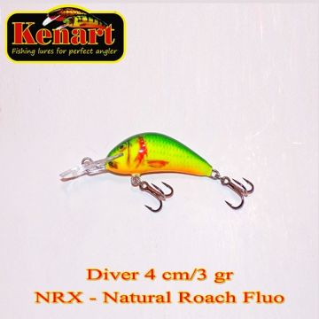 Vobler Kenart Diver Floating, Natural Roach Fluo, 4cm, 3g