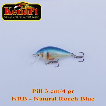 Vobler Kenart Pill Sinking, Natural Roach Blue, 3cm, 4g