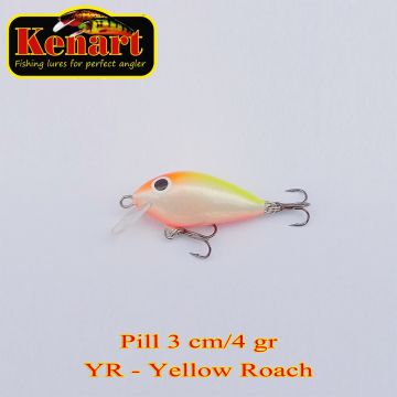 Vobler Kenart Pill Sinking, Yellow Roach, 3cm, 4g