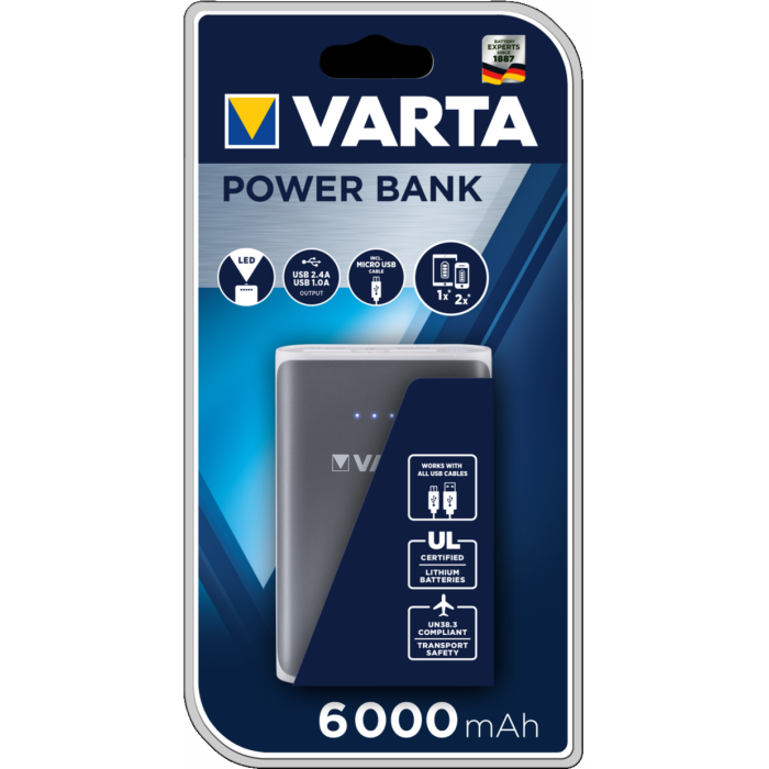 Acumulator Extern Varta Power Bank, 6000mAh, 2 x USB