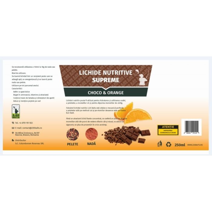 Aditiv Lichid 2.20 Baits Nutritiv Supreme, 250ml Choco & Orange