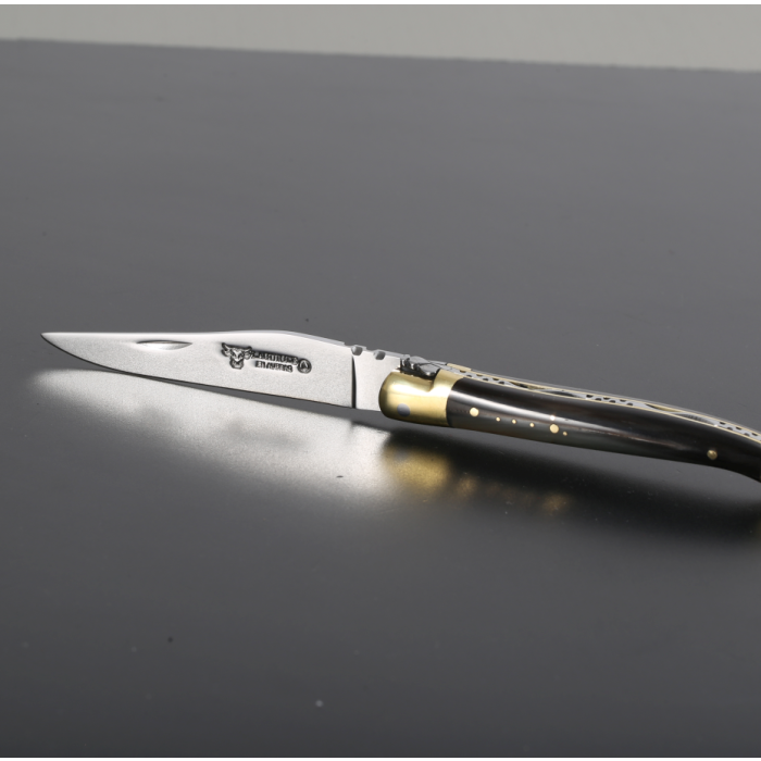 Briceag Laguiole en Aubrac Classic Multipurpose Knife, Buffalo Horn, 10cm, Black
