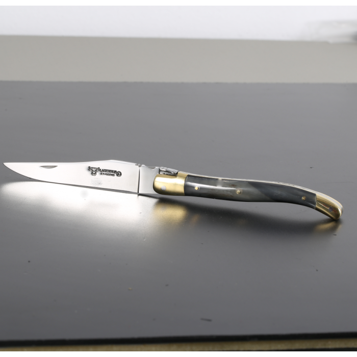 Briceag Laguiole en Aubrac Classic Pocket Knife, Bull Horn, 12cm, Black