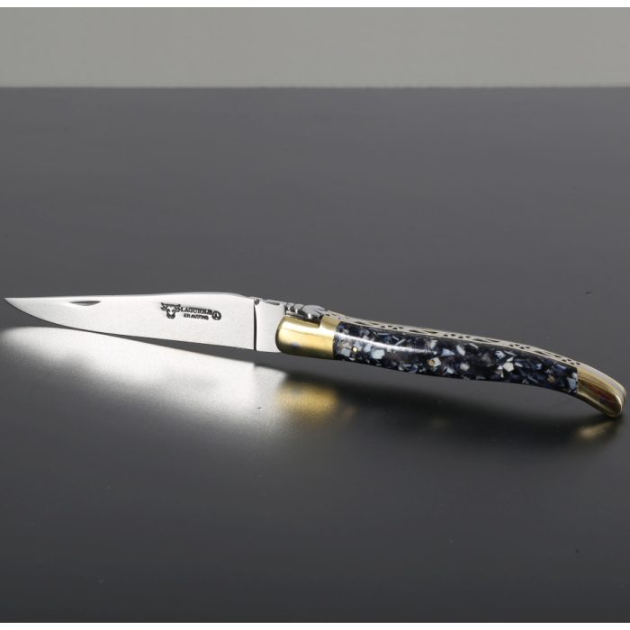 Briceag Laguiole en Aubrac Classic Pocket Knife, Oyster Shell, 12cm, Dark Blue