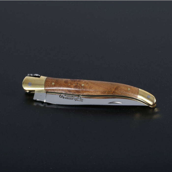 Briceag Laguiole en Aubrac Classic Pocket Knife, Teak Wood, 12cm, Brown