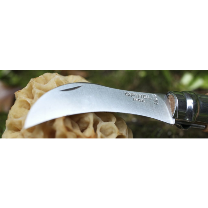 Briceag pentru Ciuperci Opinel Nr.08 Mushroom Knife + Teaca Piele + Cutie Cadou, Oak wood, Natural
