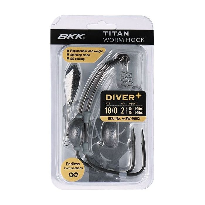 Carlige BKK Titan Diver Plus Worm Hook, 2buc/blister