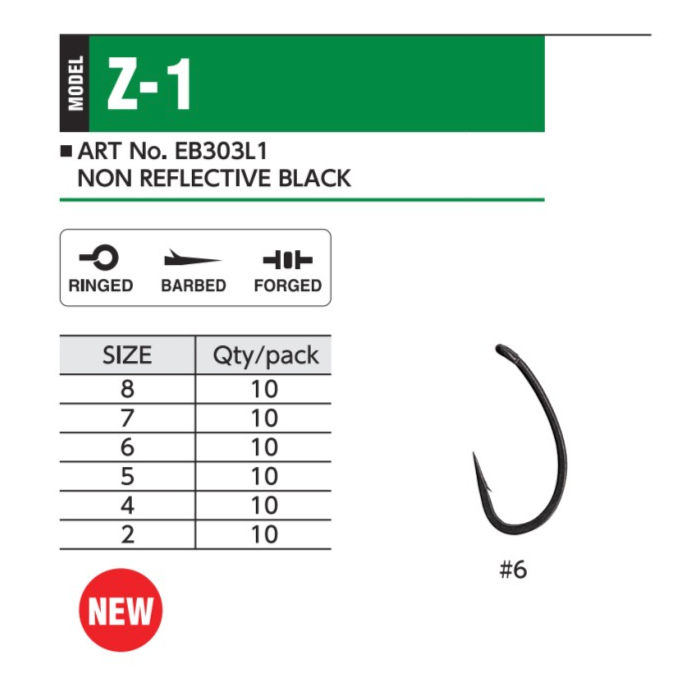 Carlige Hayabusa Z-1 NRB Nonreflect, Black Nickel, 10bucplic