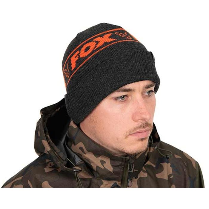 Caciula Fox Collection Beanie Hat, Black & Orange