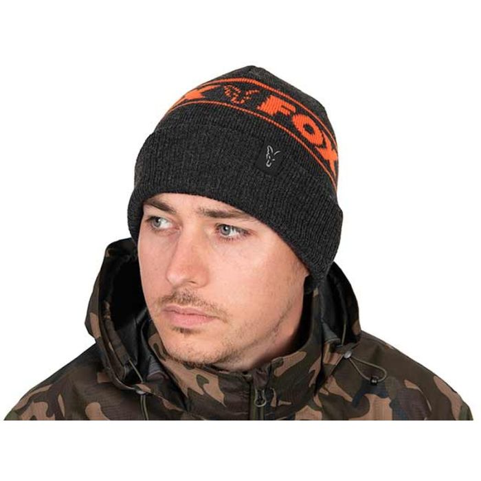 Caciula Fox Collection Beanie Hat, Black & Orange