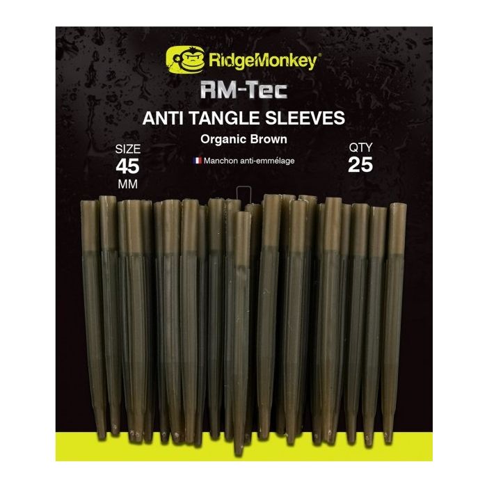 Conuri Antitangle RidgeMonkey RM-Tec Anti Tangle Sleeves, Organic Brown, 25buc/plic