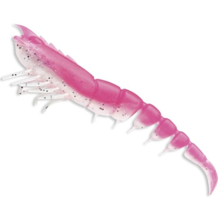 Naluca 360GT Coastal Shrimp Jig Head, Culoare Pink Ghost (PNG), 8cm, 3.5g, 1 naluca armata + 3 corpuri