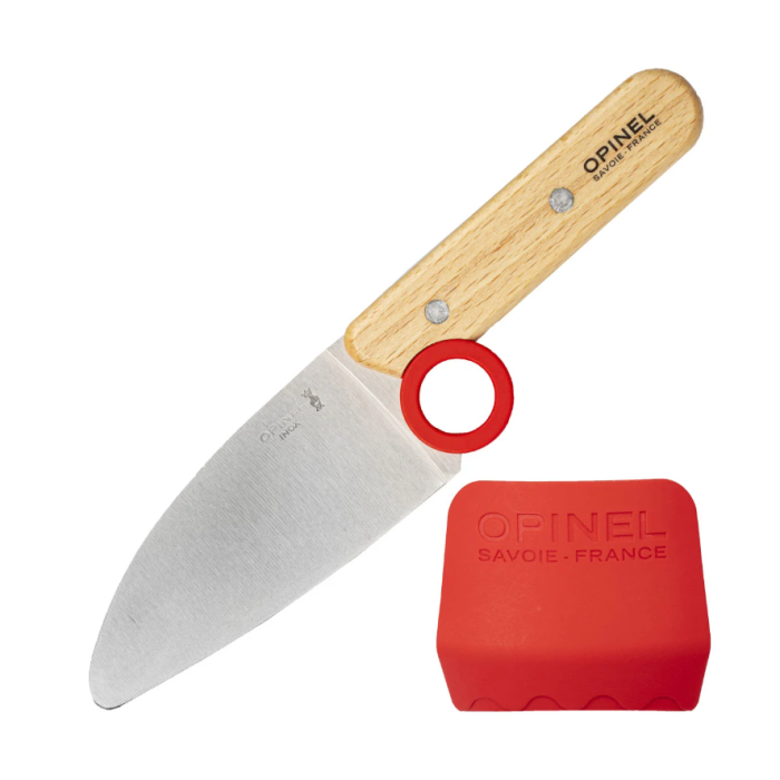 Cutit Opinel Le Petit Chef Knife + Protectie Degete, Natural Beechwood