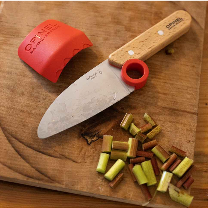 Cutit pentru Copii Opinel Le Petit Chef Knife + Protectie Degete, Natural Beechwood