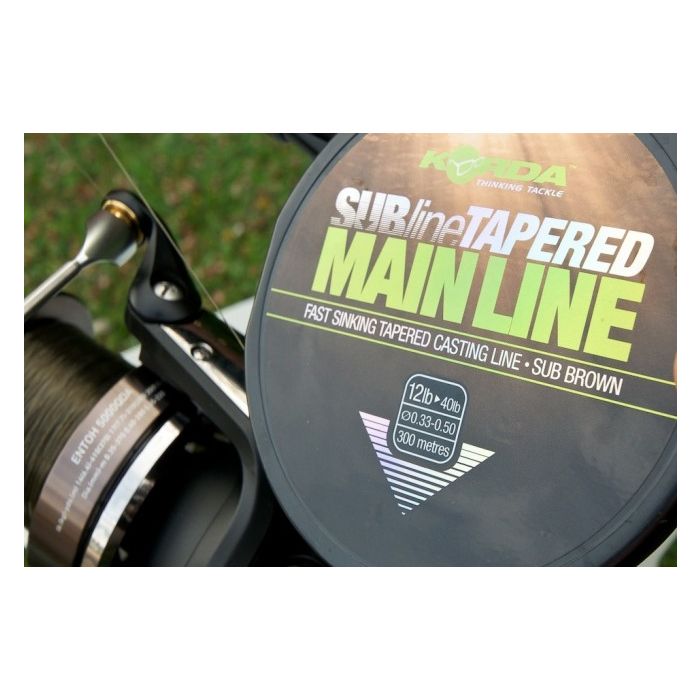 Fir Monofilament Conic Korda SUBline Tapered Mainline, Sub Brown, 300m/rola