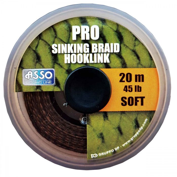 Fir Textil Cu Camasa Asso Pro Soft Sinking Braid Hooklink Kaki, 20m
