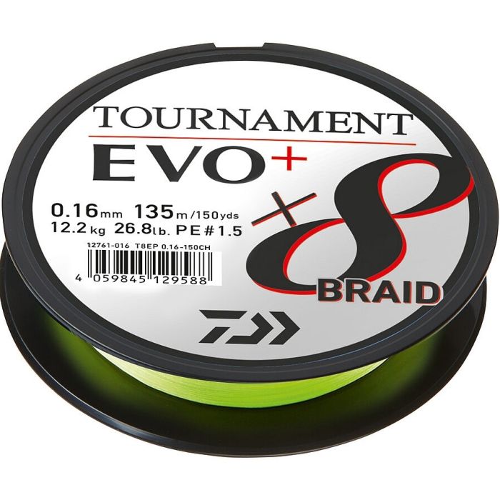 Fir Textil Daiwa Tournament 8XBraid Evo +, Culoare Chartreuse, 135m