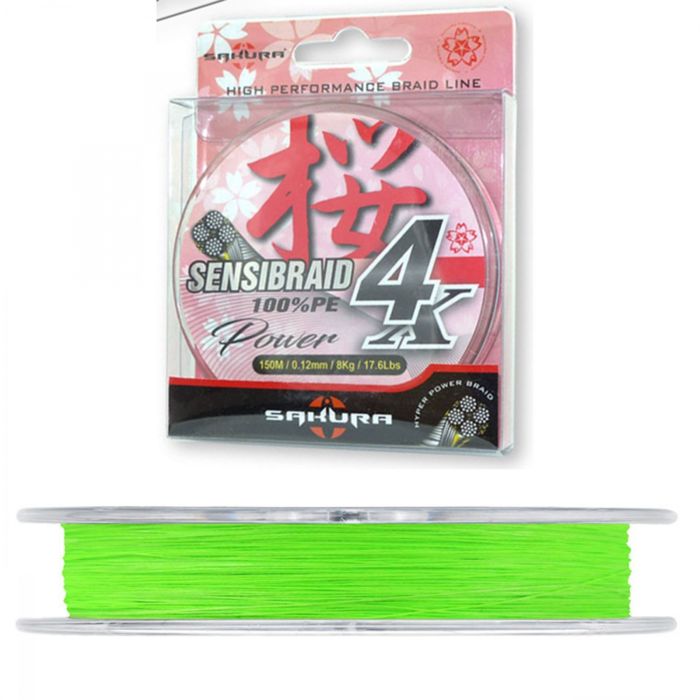 Fir Textil Sakura Sensibraid 4X, Chartreuse, 150m