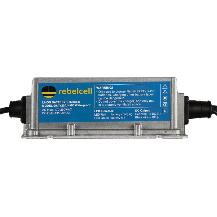 Incarcator Waterproof Rebelcell 29.4V/20A pentru Acumulatori Li-Ion 24V/50A si 24V/100A