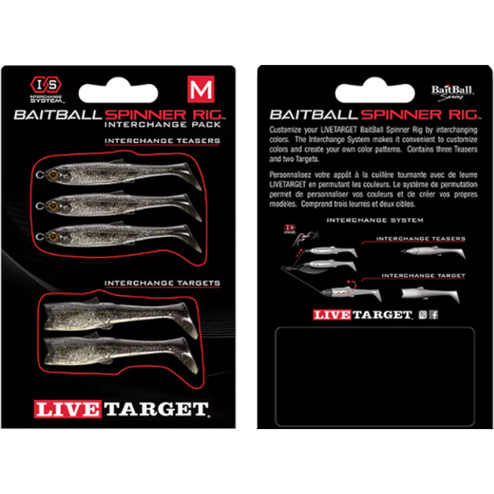Spinnerbait Live Target BaitBall Spinner Rig Medium, Smoke/Silver