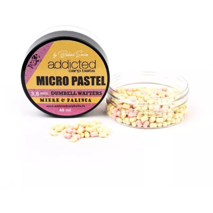 Micro Wafters Addicted Carp Baits Pastel, 3.8mm, 40ml/borcan Miere & Palinca