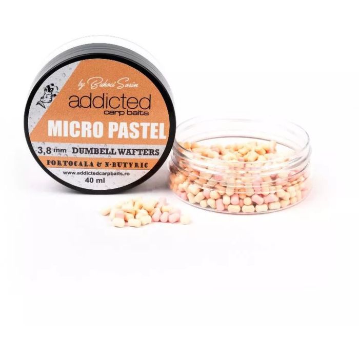 Micro Wafters Addicted Carp Baits Pastel, 3.8mm, 40ml/borcan Portocala & N Butyric