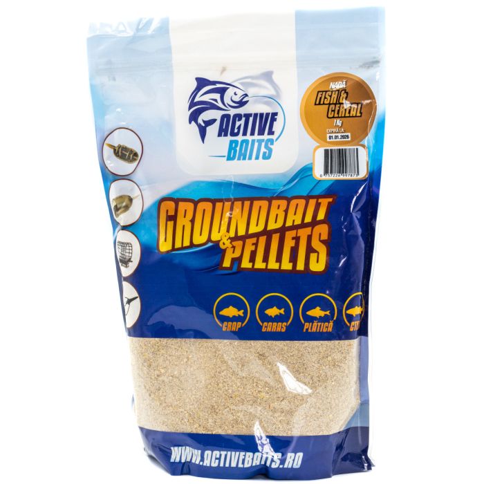 Groundbait Active Baits, 1kg Fish&Cereal