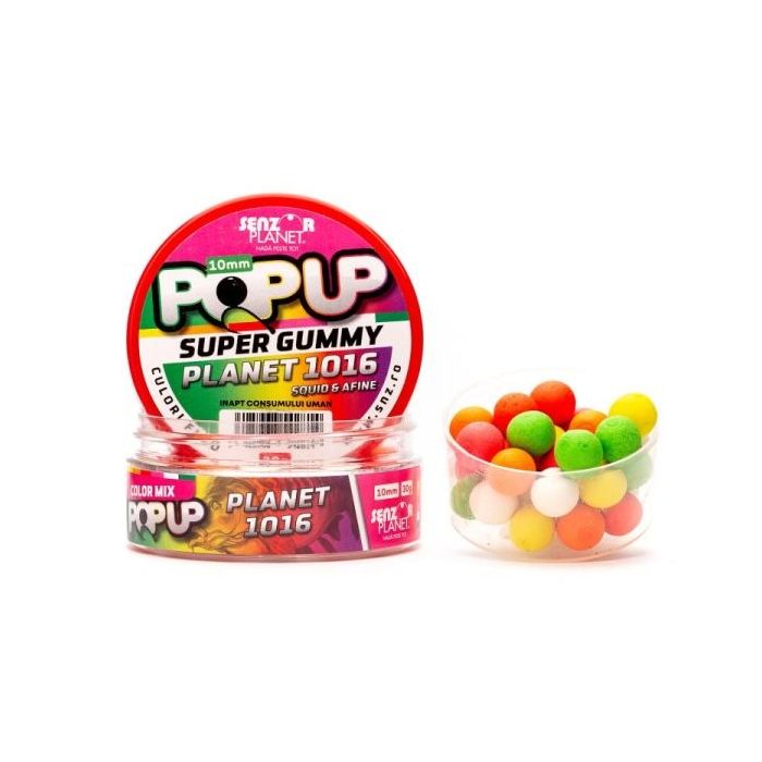 Pop-Up Senzor Planet Super Gummy Mix Culori, 10mm, 30g