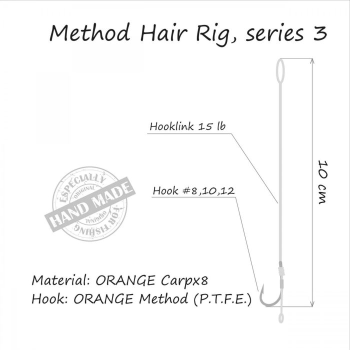 Rig Feeder Orange Fishing Series 3 Method Hair Rigs, 5buc/plic
