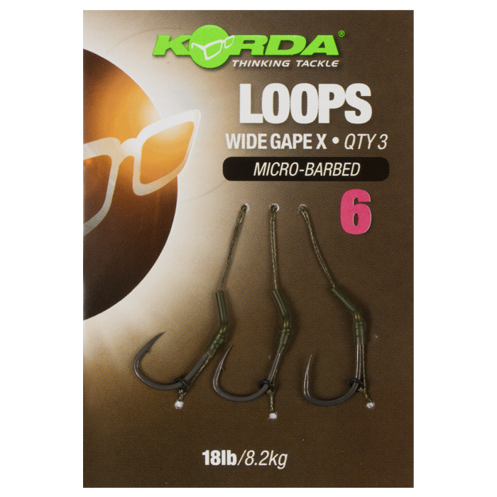 Riguri Korda Wide Gape X Loops Microbarbed, 18lbs, 3buc/blister