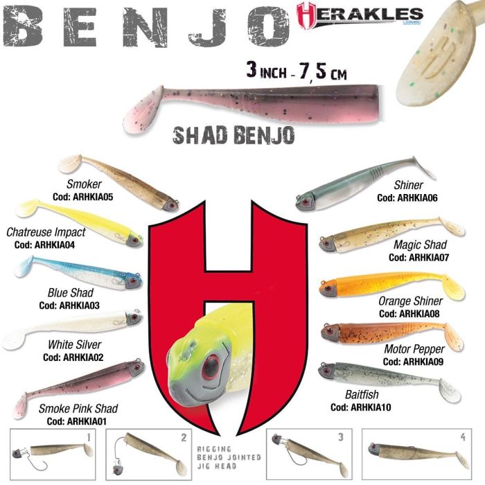 Shad Colmic Herakles Benjo, Shiner, 7.5cm, 7buc plic