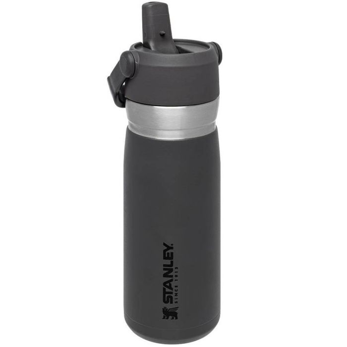 Sticla Termoizolanta de Apa cu Pai Stanley Flip Straw Water Bottle Charcoal Black, 0.65 Litri