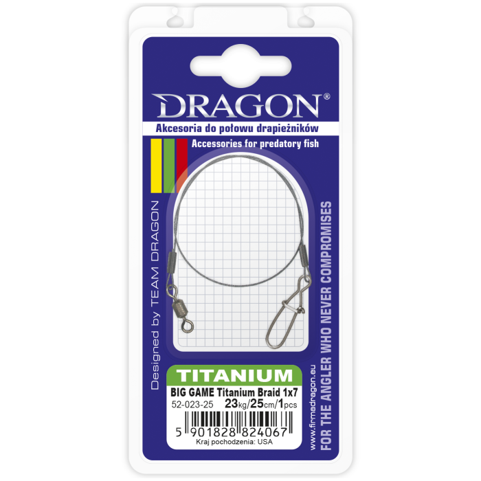 Struna Titan Dragon Leader Titanium Braid 1x7 A.F.W Big Game, 23kg, 1buc/blister