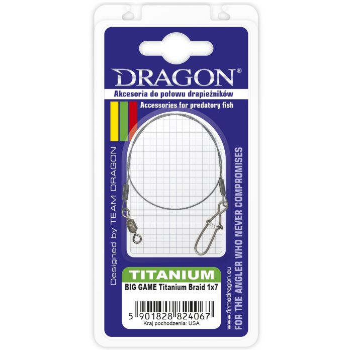 Struna Titan Dragon Leader Titanium Braid 1x7 A.F.W Big Game, 34kg, 1buc/blister 2