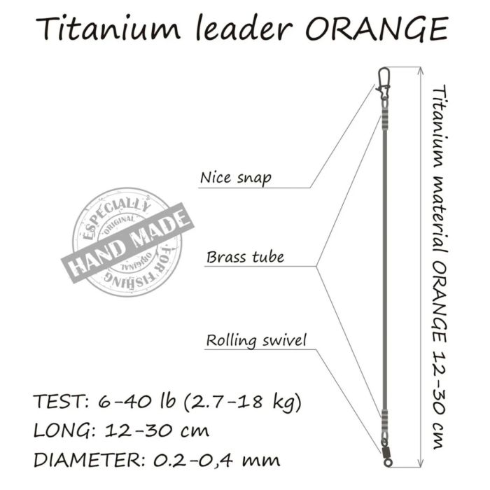 Struna Titan Orange Titanium Leader, 30cm, 1bucplic