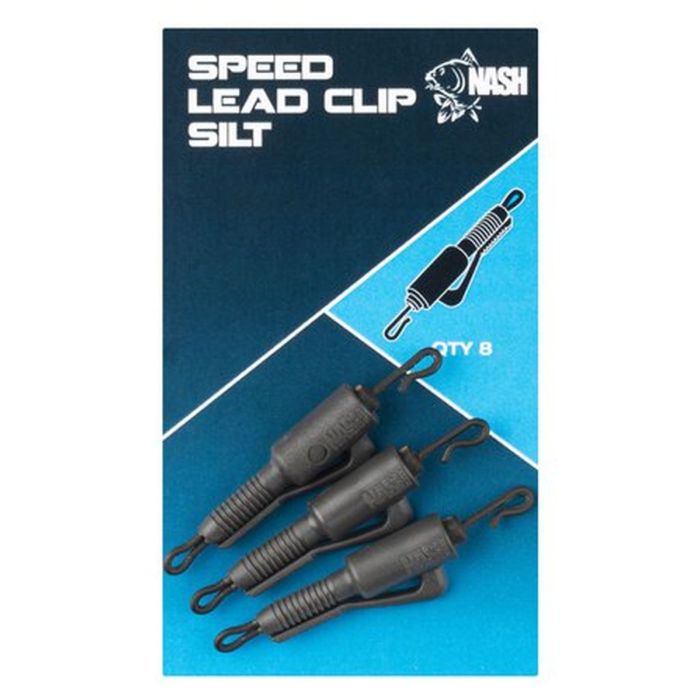 Kit Clips + Vartej Rapid pentru Plumb Pierdut Nash Speed Lead Clip, 8buc/plic Dark Silt