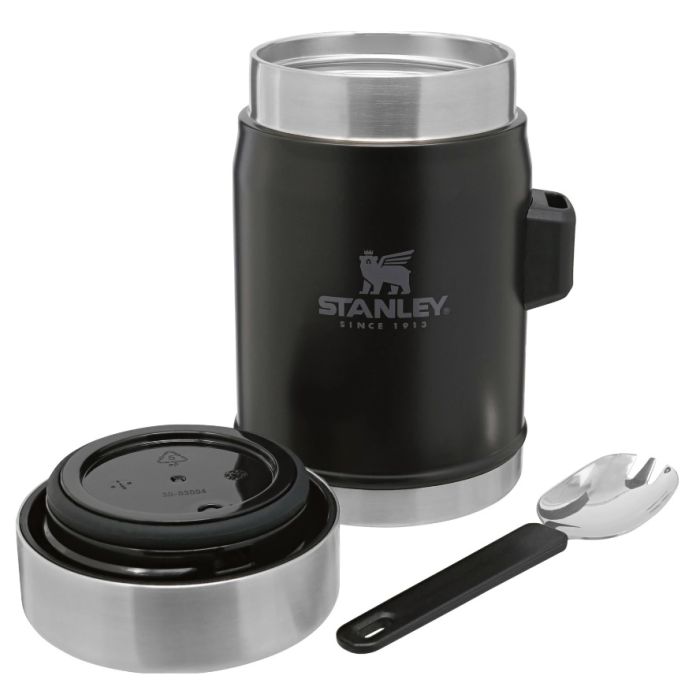Termos pentru Mancare Stanley Legendary Food Jar + Tacam, Matte Black Pebble, 0.4L