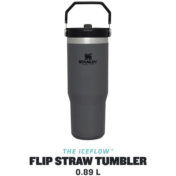 Termos Stanley Flip Straw Tumbler, Charcoal, 0.89L